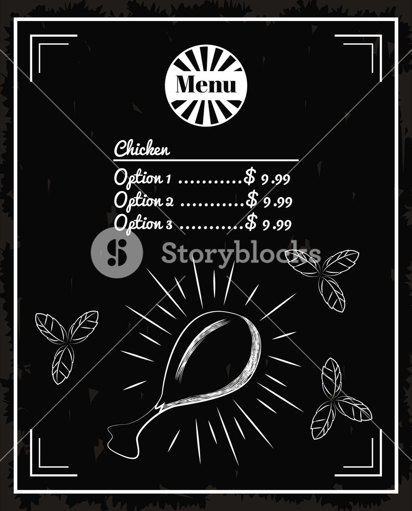 Menu Restaurant Chicken Three Option Black Background Vector 805x1000 Menu Restaurant Chicken Three Option Black Background Vector