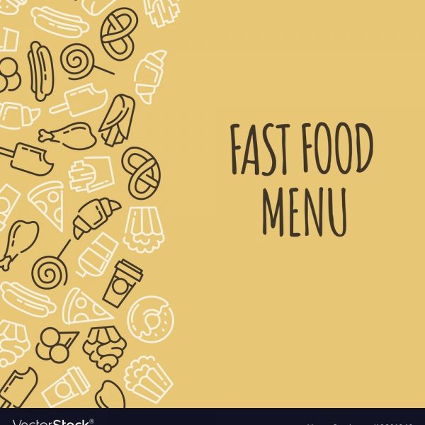 Fast Food Menu Set Of Cartoon Background Vector Image Regarding 600x600 Fast Food Menu Set Of Cartoon Background Vector Image Regarding