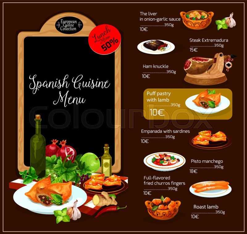 800x760 Spanish Restaurant Vector Menu Spain Stock Vector Colourbox