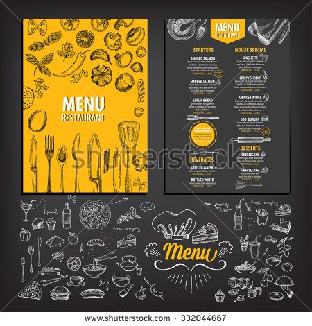 450x470 Vector Restaurant Brochure, Menu Design Vector Cafe Template