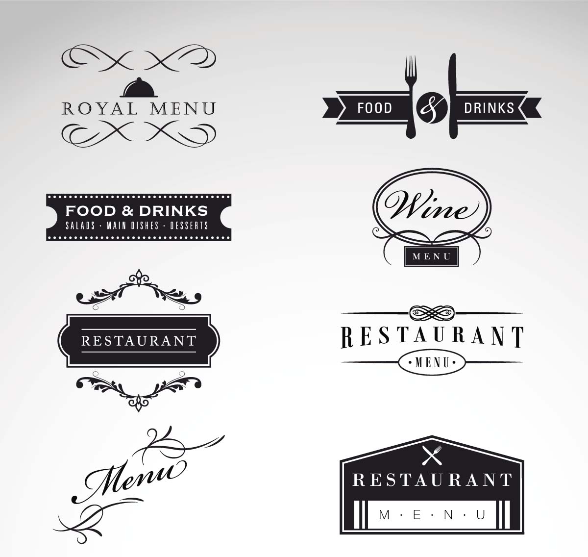 1200x1136 Vintage Logo Restaurant Menu Vector Set Free Download