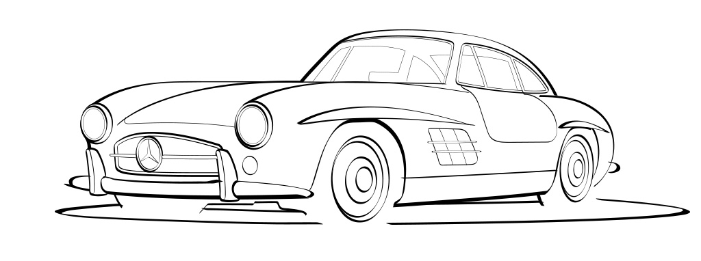 1024x382 Mercedes Vector Line Art Images