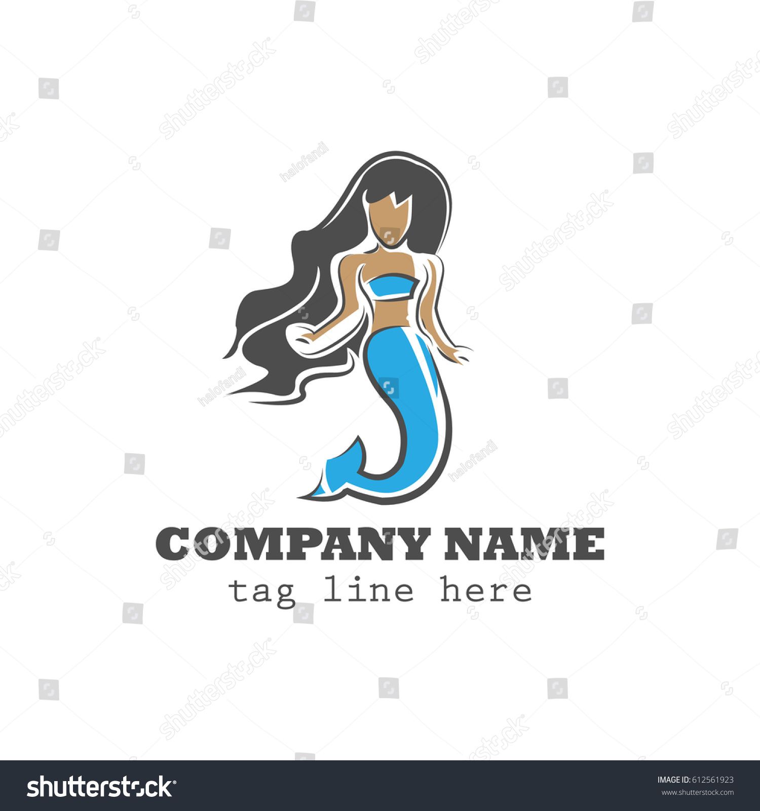 Mermaid Girl Logo Vector, Hand Drawing In Black, Brown And Blue 1500x1600 Mermaid Girl Logo Vector, Hand Drawing In Black, Brown And Blue