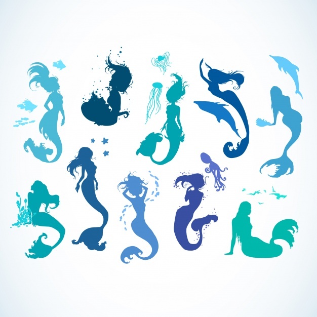 Mermaid Silhoutte Collection Vector Premium Download 626x626 Mermaid Silhoutte Collection Vector Premium Download