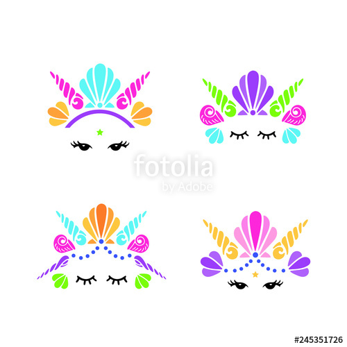 Vector Set With Mermaid Logo Mermaid Face With Crown 500x500 Vector Set With Mermaid Logo Mermaid Face With Crown