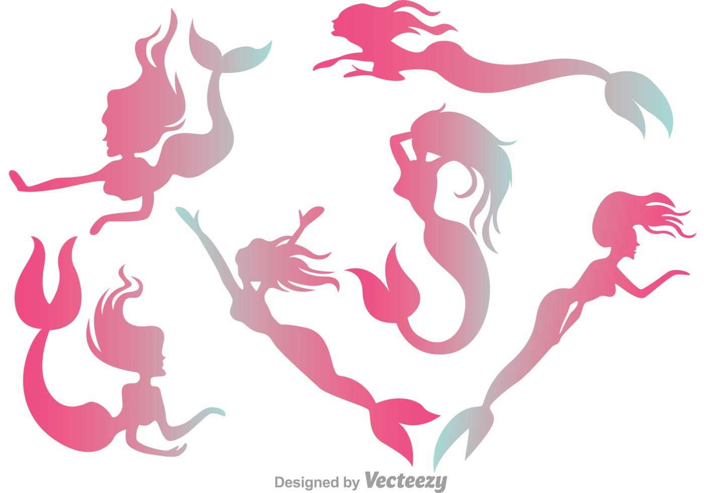 Mermaids Gradation Silhouette 1400x980 Mermaids Gradation Silhouette