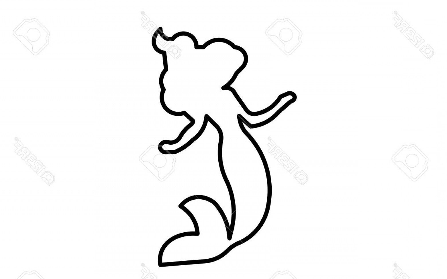 Photostock Vector A Little Mermaid Silhouette Outline On White 1560x974 Photostock Vector A Little Mermaid Silhouette Outline On White