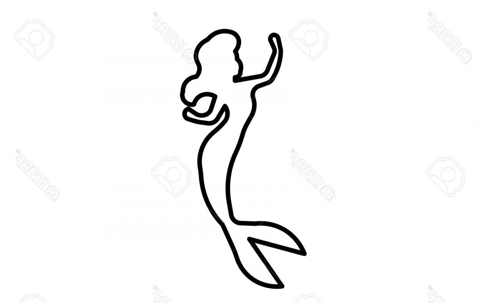 Photostock Vector Little Mermaid Silhouette Outline On White 1560x974 Photostock Vector Little Mermaid Silhouette Outline On White