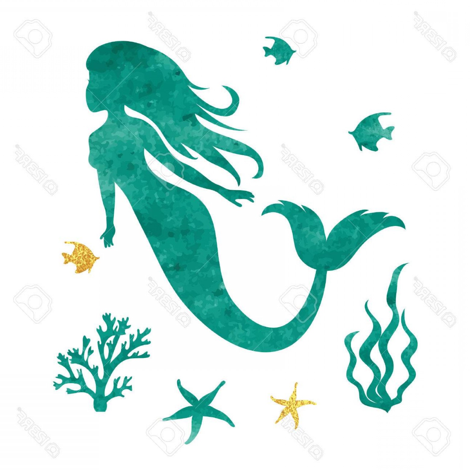 Photostock Vector Watercolor Mermaid Silhouette Vector Marine 1560x1560 Photostock Vector Watercolor Mermaid Silhouette Vector Marine