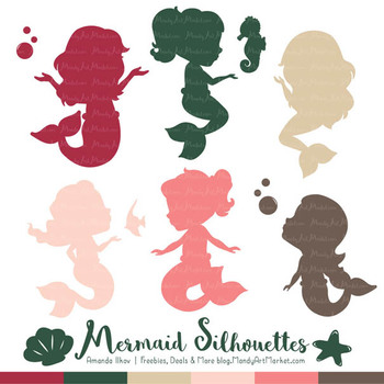 Sweet Mermaid Silhouettes Vector Clipart In Rose Garden 350x350 Sweet Mermaid Silhouettes Vector Clipart In Rose Garden