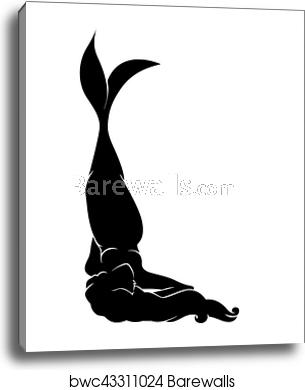 Vector Mermaid Silhouette, Canvas Print Barewalls Posters 305x390 Vector Mermaid Silhouette, Canvas Print Barewalls Posters