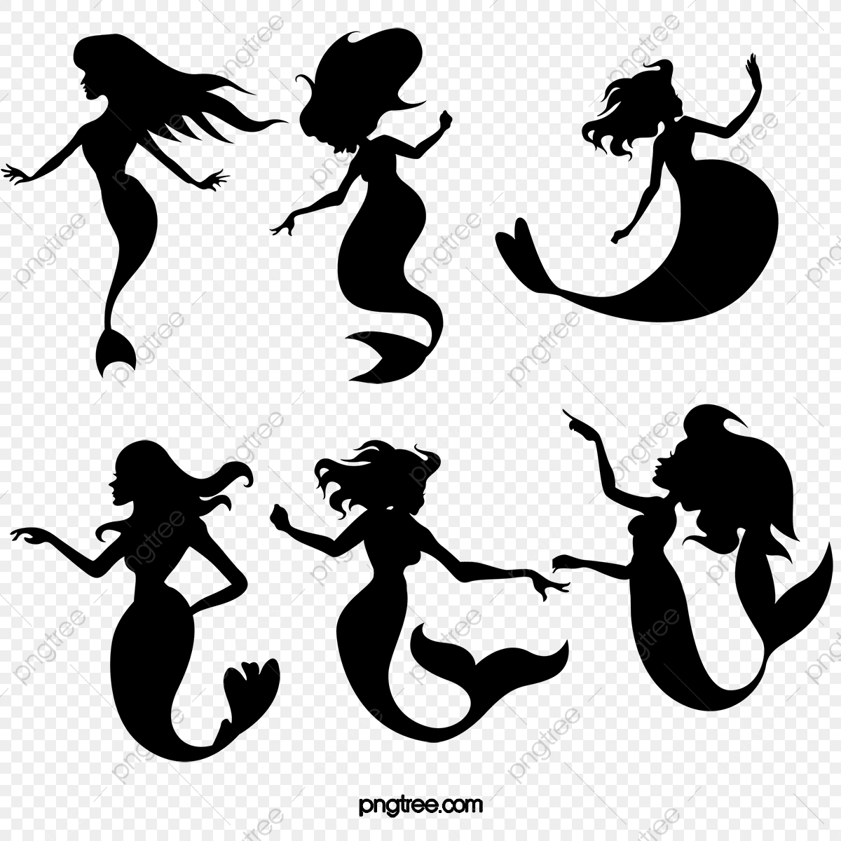 Black And White Mermaid Silhouette, Black Vector, Mermaid Vector 1200x1200 Black And White Mermaid Silhouette, Black Vector, Mermaid Vector