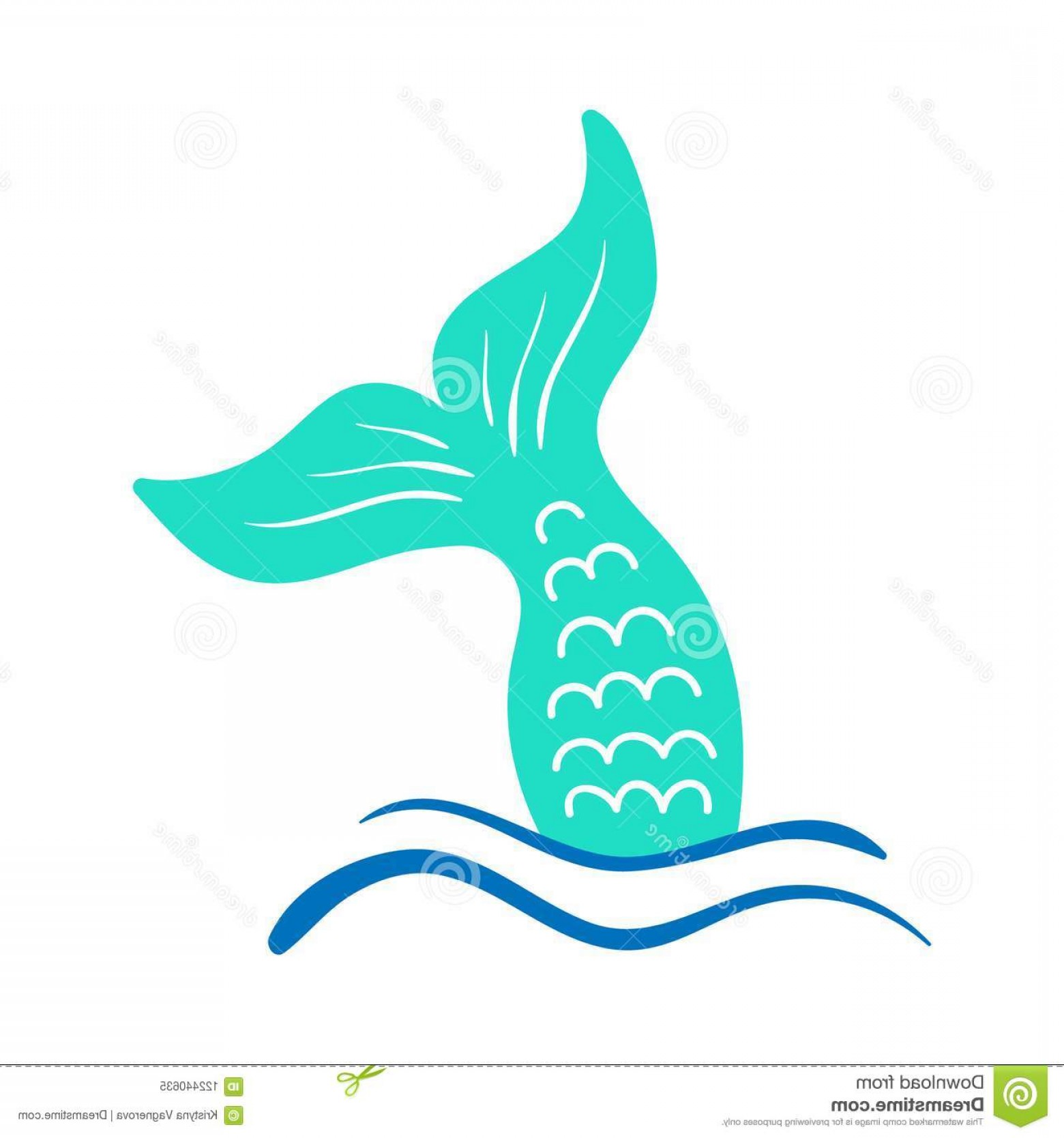 1560x1668 Mermaid Tail Vector Graphic Illustration Hand Drawn Teal Turquoise