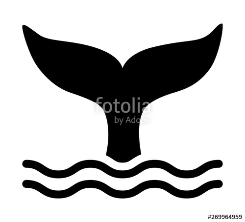 500x455 Whale Tail Or Mermaid Tail Making Waves Flat Vector Icon