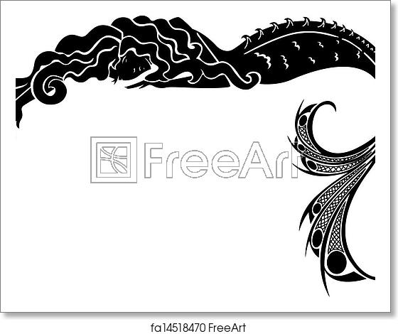 560x470 Free Art Print Of Mermaid Vector Silhouette Decorative Element
