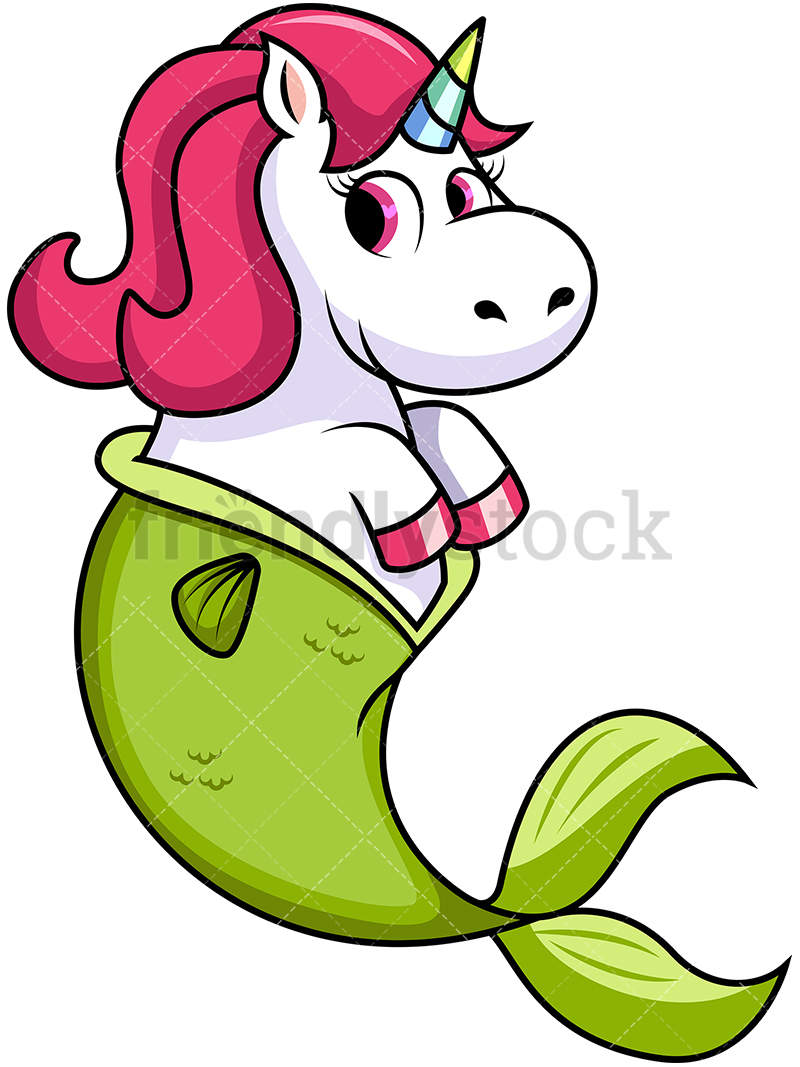800x1067 Half Unicorn Half Mermaid Cartoon Vector Clipart