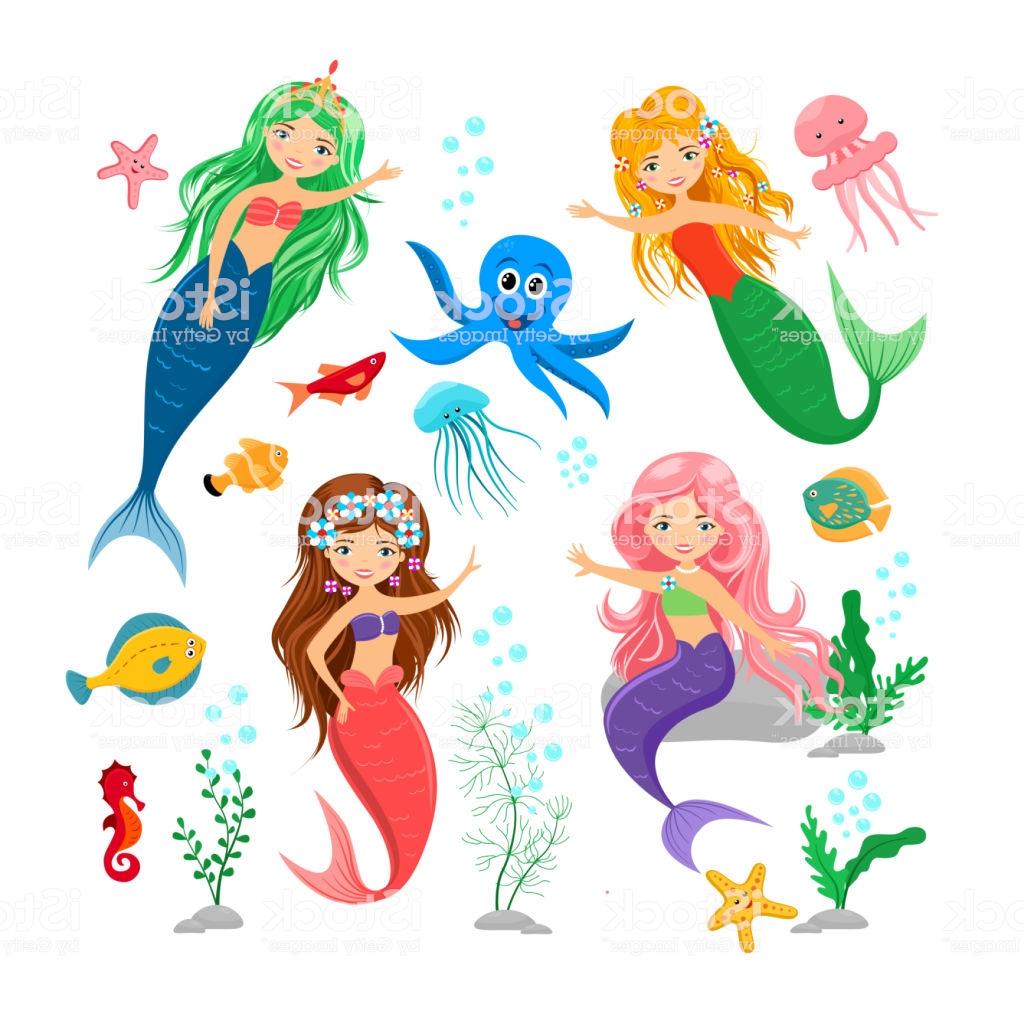 1024x1024 Unique Cartoon Mermaid Vector Library Free Vector Art, Images
