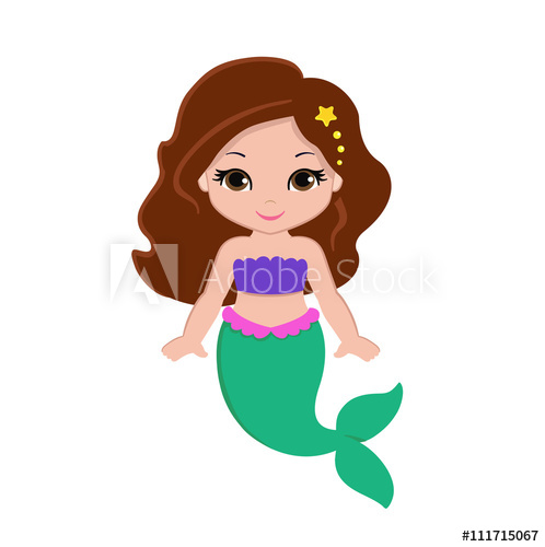 498x500 Cute Little Mermaid Vector Illustration