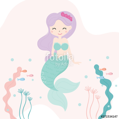 Cute Little Mermaid Vector Illustration Stock Image And Royalty 500x500 Cute Little Mermaid Vector Illustration Stock Image And Royalty