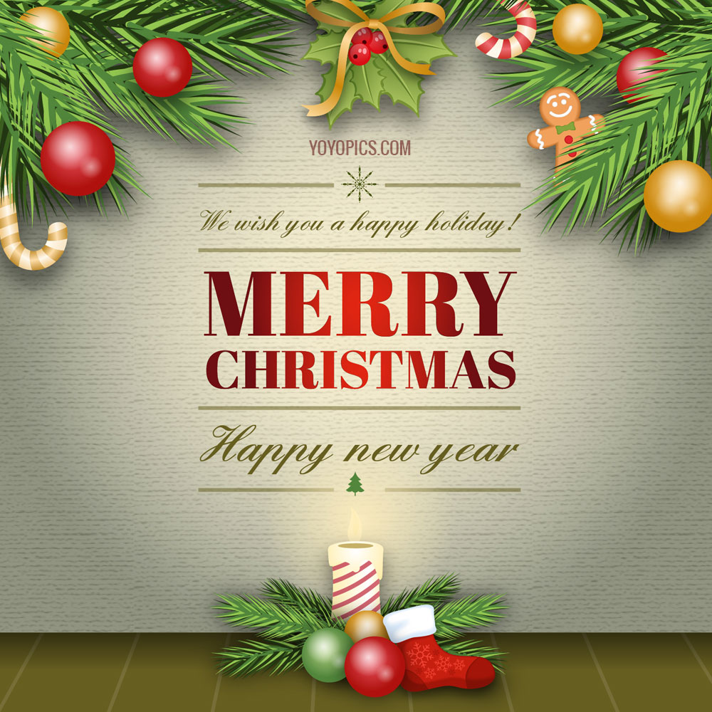 1000x1000 Elegant Merry Christmas Card Vector