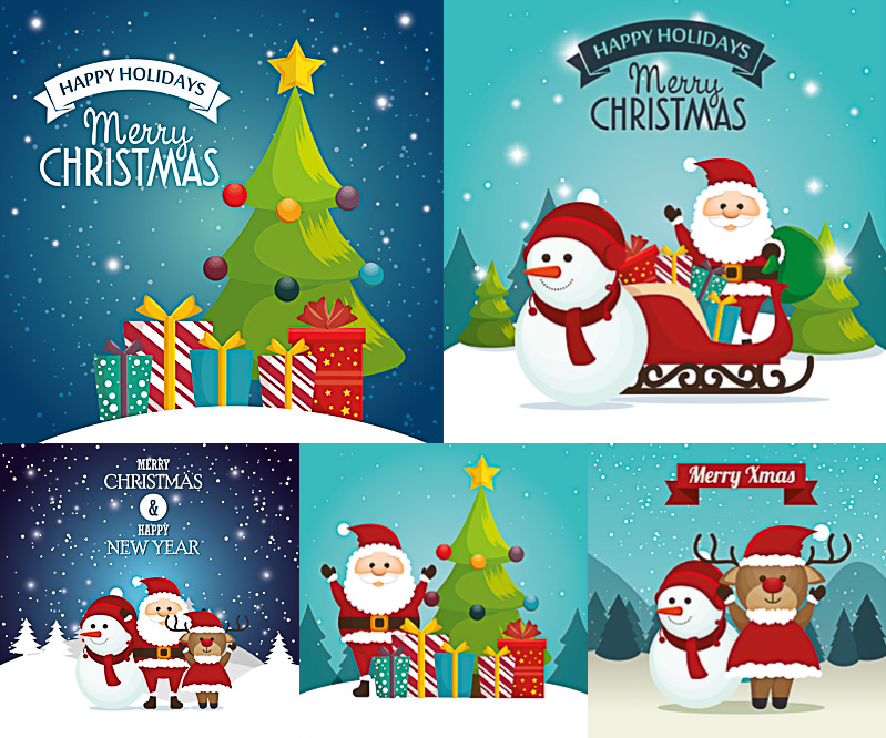 799x666 Happy Holidays And Merry Christmas Cards Vector Free