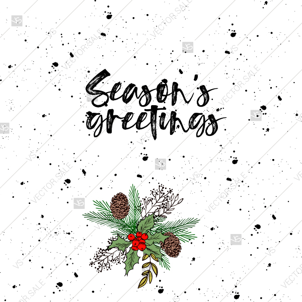 600x600 Happy Winter Holiday Merry Christmas Greeting Card Vector Thank