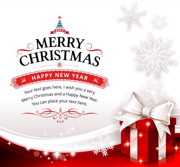 588x547 Merry Christmas Card With Gift Boxs And Snow Vector Free Download