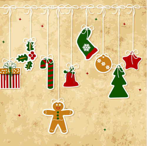 500x496 Set Of Vintage Merry Christmas Cards Vector Graphics Free Download