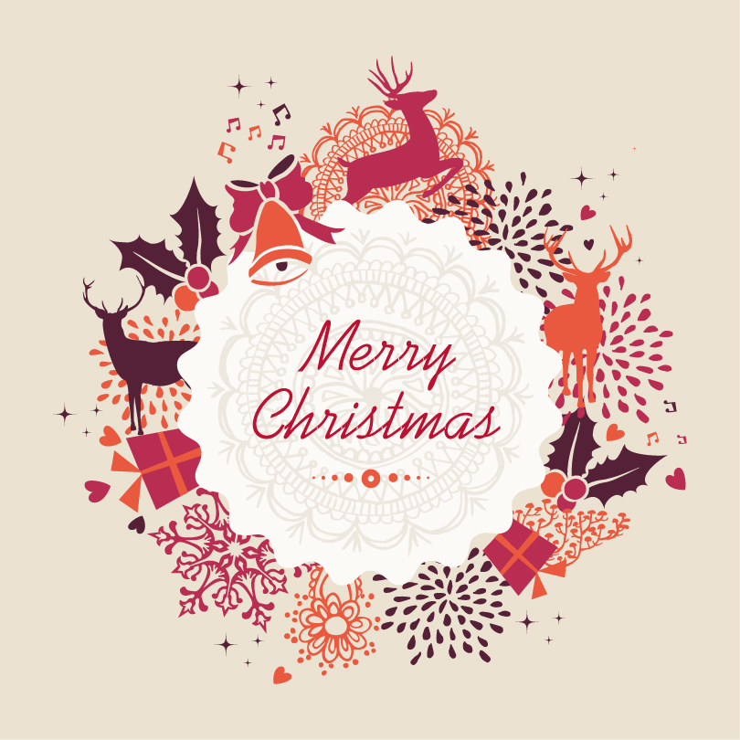 810x810 Merry Christmas Holiday Vintage Elements Vector Free Vector