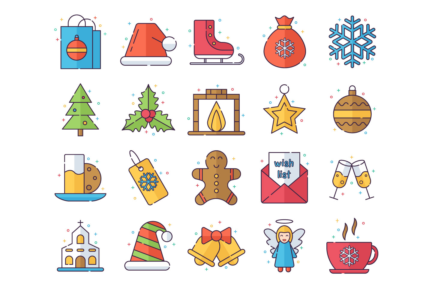 1440x960 Merry Christmas Vector Free Icon Set