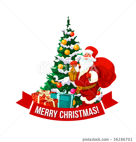 450x468 Merry Christmas Vector Santa And Tree Icon