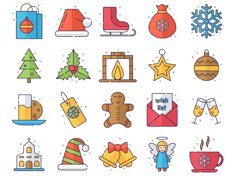 800x600 Merry Christmas Vector Freebie Icon Set