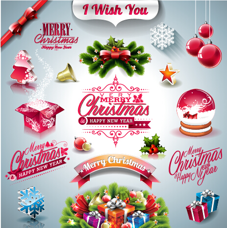 463x464 Merry Christmas Design Elements Ornament Illustration Vector