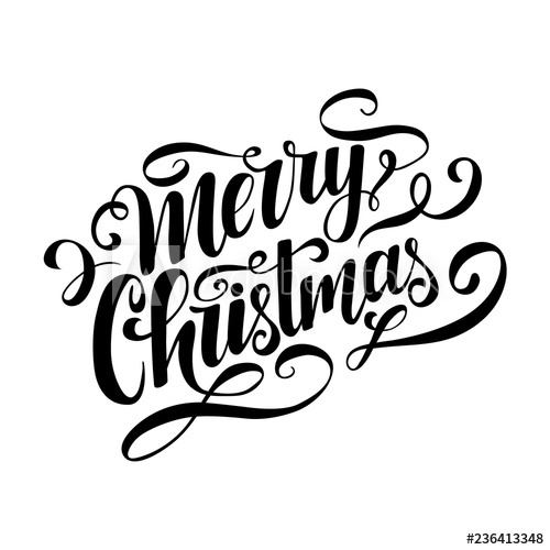 500x500 Merry Christmas Vector Lettering Clip Art Hand Drawn Inscription