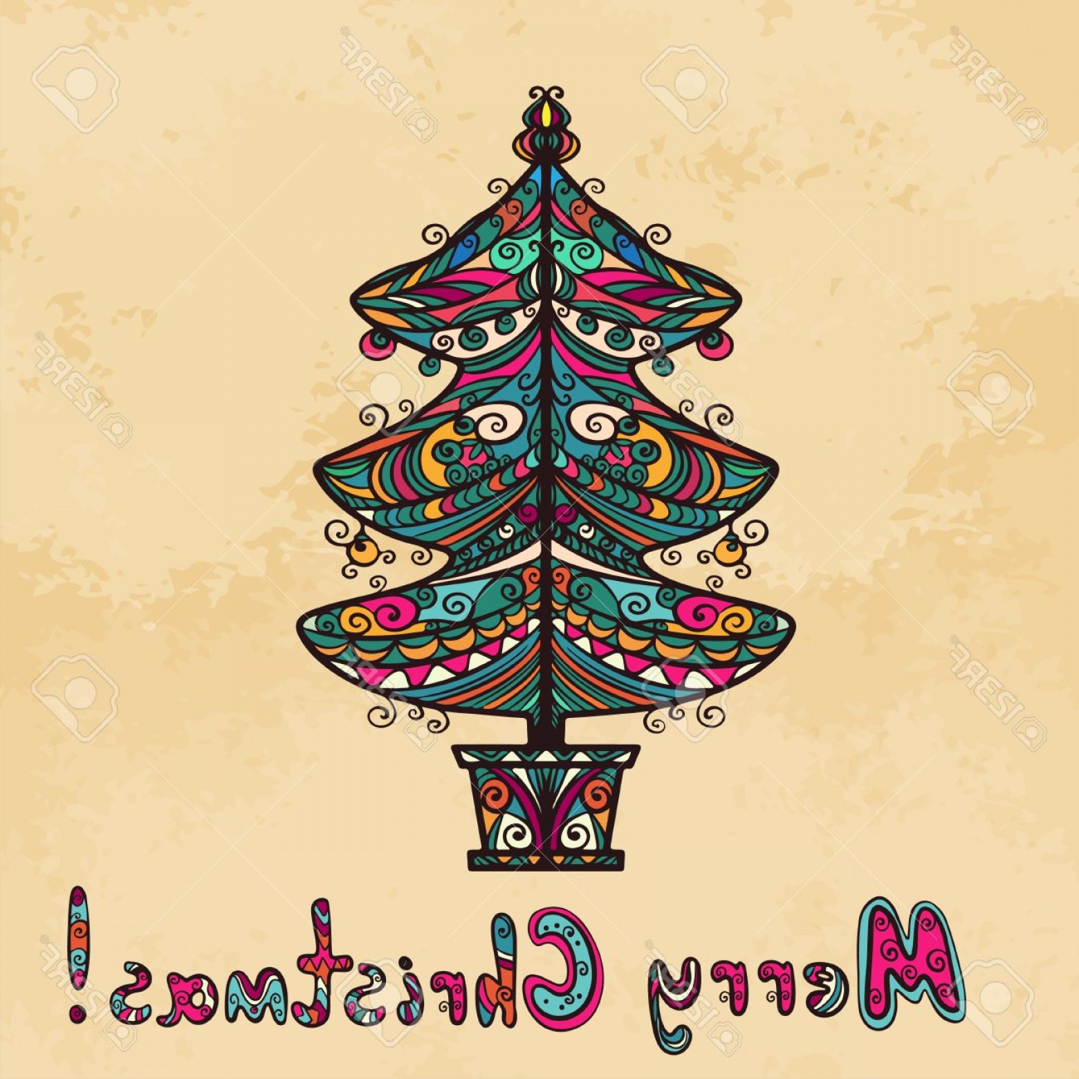 1560x1560 Photovintage Background With Christmas Tree And Text Merry