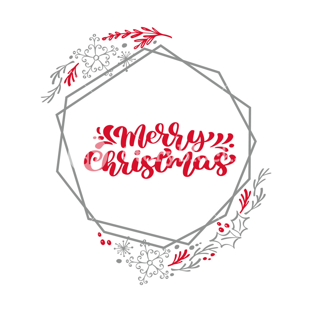 1000x1000 Merry Christmas Calligraphy Vector Text In Xmas Floral