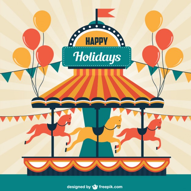 626x626 Merry Go Round Greeting Card Vector Free Download