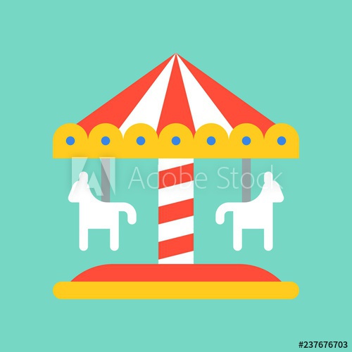 500x500 Merry Go Round Vector Icon, Amusement Park Related Flat Style