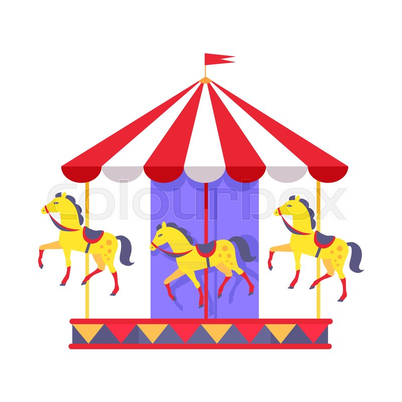 800x800 Merry Go Round With Funny Horses In Stock Vector Colourbox