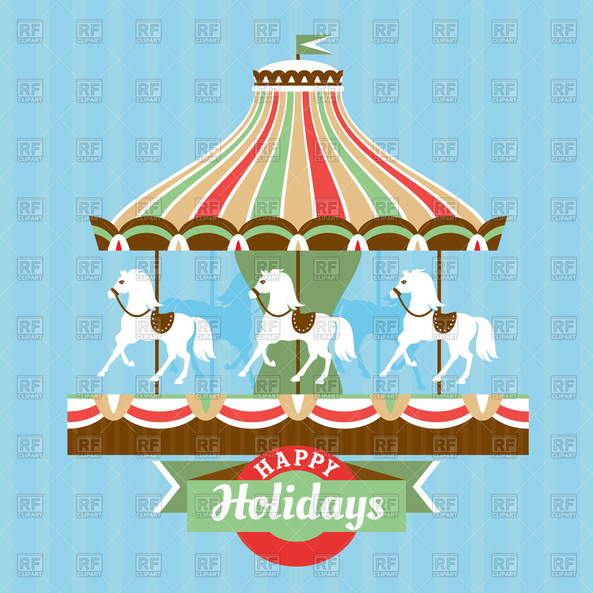 1200x1200 Blue Greeting Card With Merry Go Round Vector Image Of Objects
