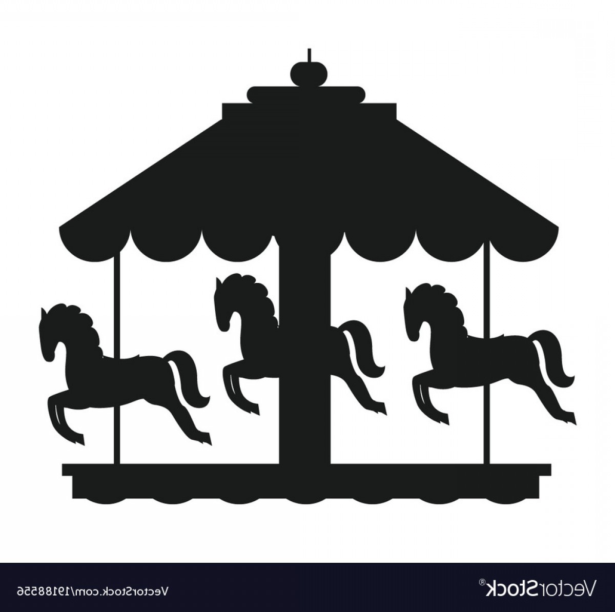 1200x1194 Rotating Horses Merry Go Round Carousel Black Icon Vector Soidergi