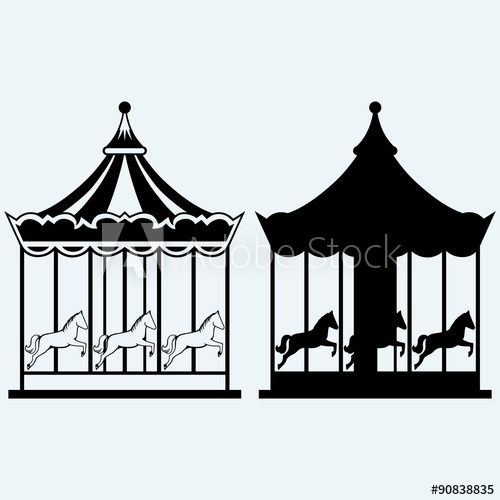 500x500 Vintage Merry Go Round Isolated On Blue Background
