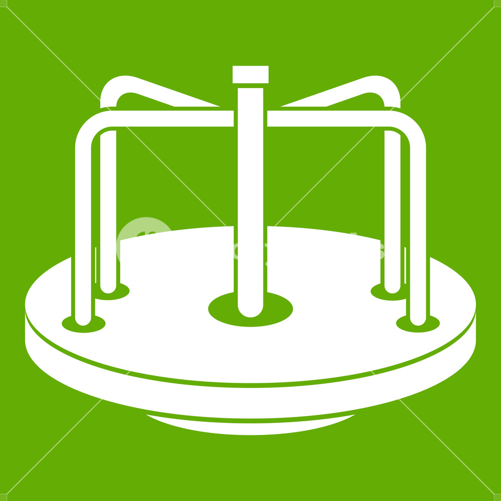 1000x1000 Children Merry Go Round Icon White Isolated On Green Background