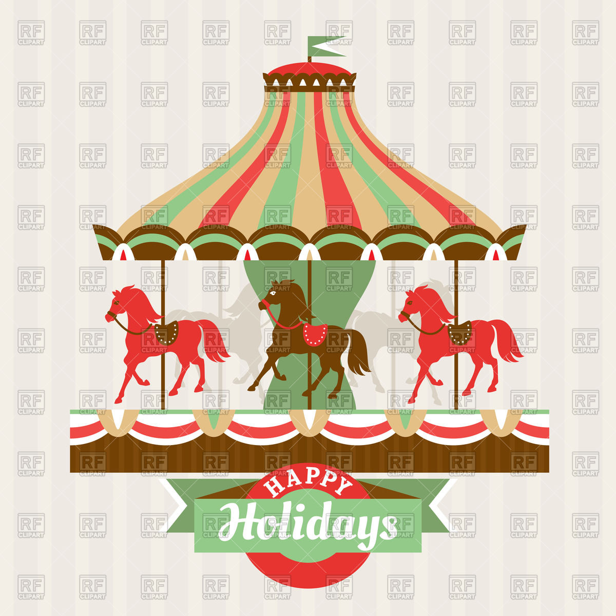 1200x1200 Greeting Card With Vintage Carousel Vector Image Of Objects Tiax