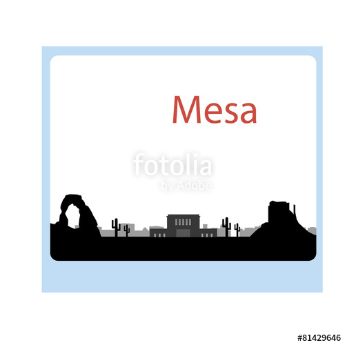 500x500 Mesa Arizona Skyline Detailed Vector Silhouette Stock Image