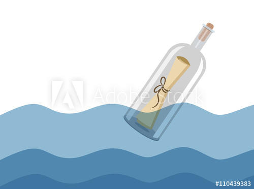 500x372 Message In A Bottle Vector Illustration