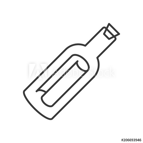 500x500 Message In A Bottle Icon, Line Design Vector