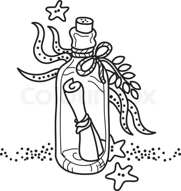 759x800 Message In A Bottle On Sea Bottom Stock Vector Colourbox