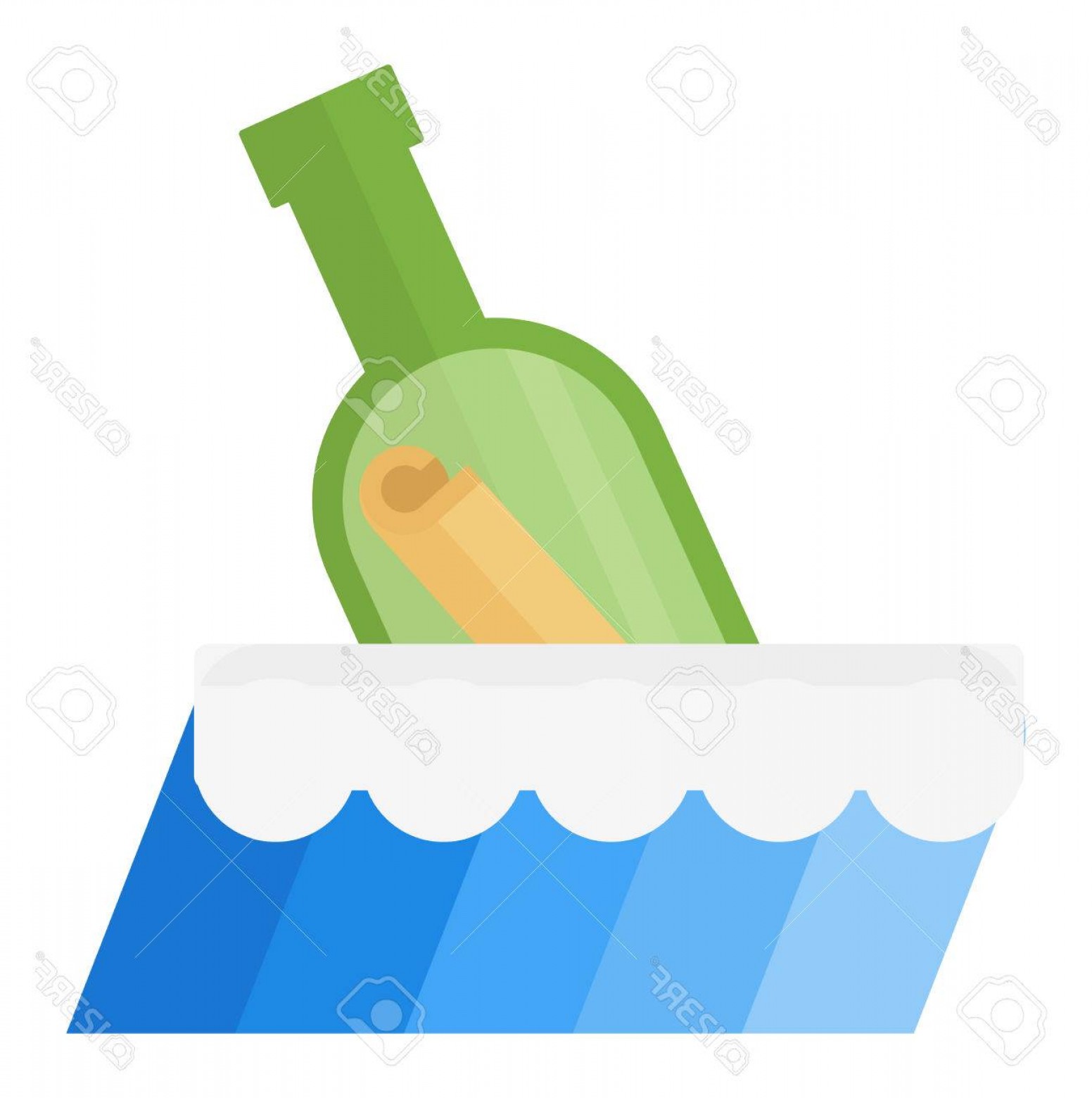 1552x1560 Photostock Vector Underwater Bottle With Message Illustration