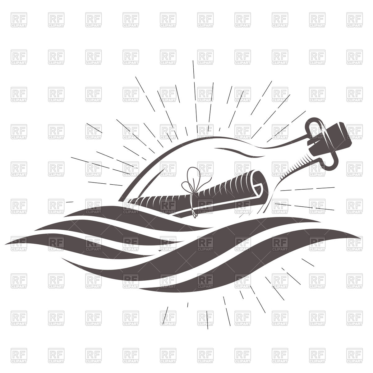1200x1200 Sos Message In A Bottle Floating On Waves Vector Image Of Objects